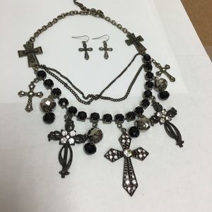 Cross Necklace & Ear Rings with antique appearance